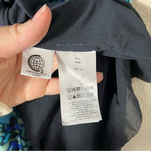 GANNI Floral Print Stretch Mesh Long Sleeve Maxi Wrap Dress - Picture 10 of 13